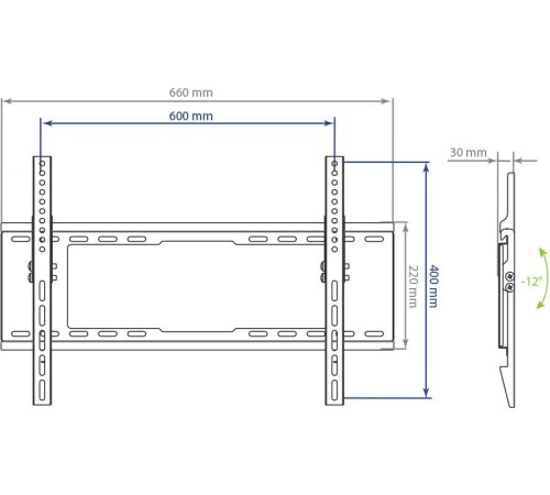 Кронштейн для телевизора Kromax IDEAL-102 черный 32"-90" макс.40кг настенный наклон