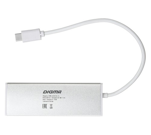 Разветвитель USB-C Digma HUB-4U3.0-UC-S 4порт. серебристый