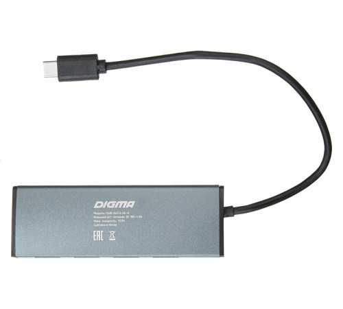 Разветвитель USB-C Digma HUB-4U3.0-UC-G 4порт. серый