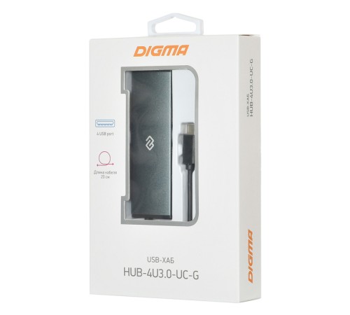 Разветвитель USB-C Digma HUB-4U3.0-UC-G 4порт. серый