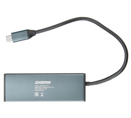 Разветвитель USB-C Digma HUB-3U3.0С-UC-G 4порт. серый