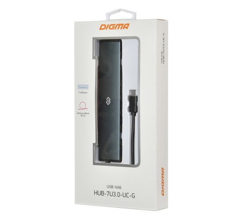 Разветвитель USB-C Digma HUB-7U3.0-UC-G 7порт. серый