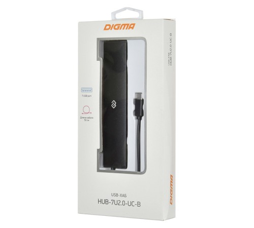 Разветвитель USB-C Digma HUB-7U2.0-UC-B 7порт. черный