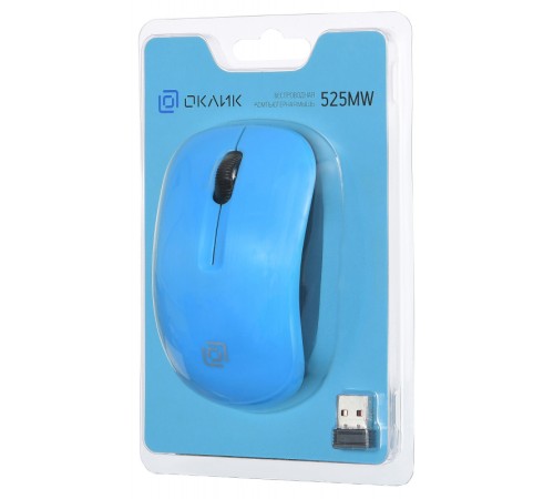 Мышь Оклик 525MW голубой оптическая (1000dpi) беспроводная USB (2but)