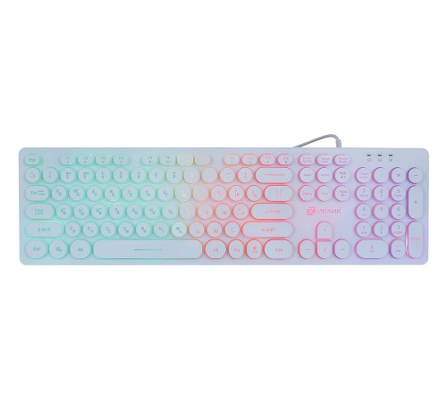 Клавиатура Оклик 420MRL белый USB slim Multimedia LED Клавиатура Оклик 420MRL белый USB slim Multimedia LED