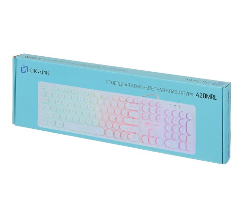 Клавиатура Оклик 420MRL белый USB slim Multimedia LED Клавиатура Оклик 420MRL белый USB slim Multimedia LED