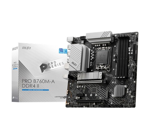 Материнская плата MSI PRO B760M-A DDR4 II Soc-1700 Intel B760 4xDDR4 mATX AC`97 8ch(7.1) 2.5Gg+HDMI+DP