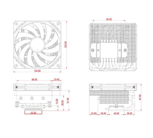 Устройство охлаждения(кулер) ID-Cooling IS-67-XT BLACK Soc-AM5/AM4/1151/1200/1700 4-pin 16-35dB Al+Cu 150W 500gr Ret Устройство охлаждения(кулер) ID-Cooling IS-67-XT BLACK Soc-AM5/AM4/1151/1200/1700 4-pin 16-35dB Al+Cu 150W 500gr Ret