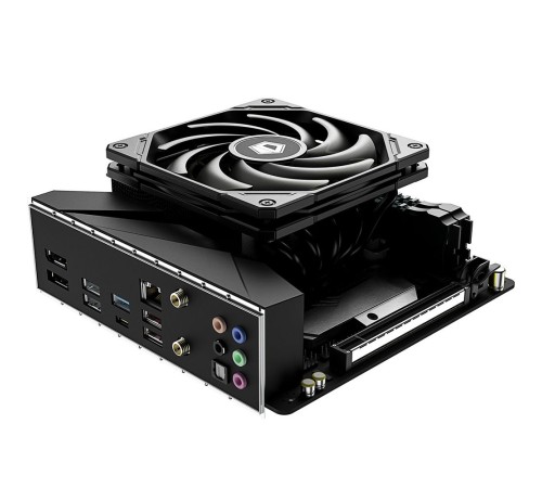 Cooler  ID-COOLING IS-55 BLACK LGA1700/1200/115X/AM5/AM4 низкопрофильный высота 55mm (27шт/кор, TDP 125W, PWM, 5 тепл.трубок + медная база, FAN 120mm, черный