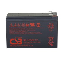 Батарея CSB серия GP, HR1234W F2, напряжение 12В, емкость 34 Вт/Эл при 15-мин. разряде до U кон. - 1.67 В/Эл при 25 °С, (разряд 20 часов), макс. ток разряда (5 сек.) 130А, ток короткого замыкания 349А, макс. ток заряда 3.4A, свинцово-кислотная типа AGM, к