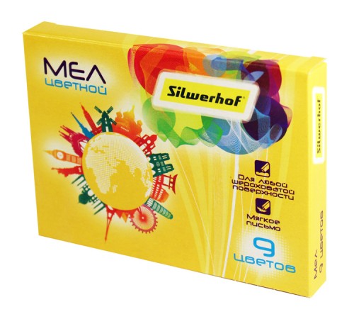 Мел цветной Silwerhof 882086-09 Солнечная коллекция 9цв. картон.коробка