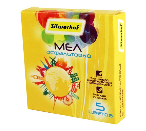 Мел цветной Silwerhof 882087-05 Солнечная коллекция асфальт. 5цв. картон.коробка