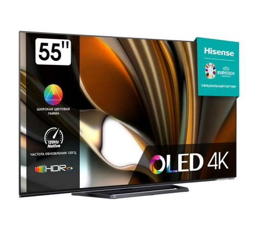 Телевизор OLED Hisense 55" 55A85H черный 4K Ultra HD 120Hz DVB-T DVB-T2 DVB-C DVB-S DVB-S2 WiFi Smart TV (RUS)