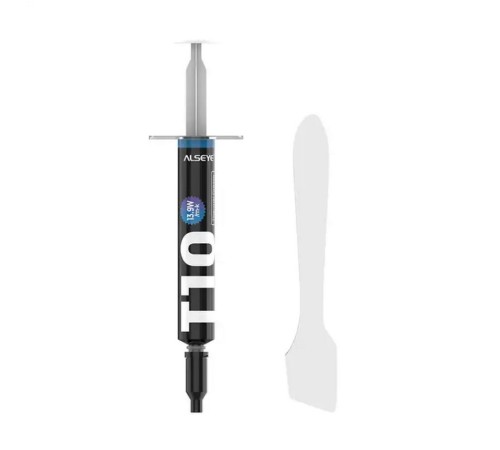 Термопаста ALSEYE T10 Thermal conductivity: 13.9W/m-k  Color: Gray  Conductivity: non-conductive specific gravity: 2.7g / cm³@25℃  Capacity: 1.2ml  Weight: 2G