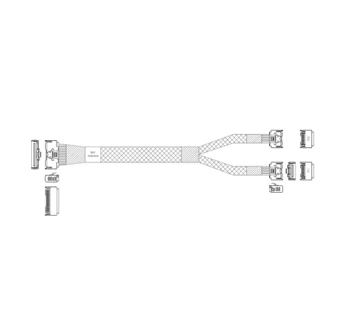 Кабель JPC P732VGB10800-1 Cable MCIO x8 74P (STRAIGHT TYPE)  -TO-  2*MCIO x4 38P (STRAIGHT TYPE) , L:80cm