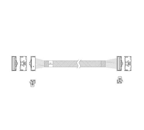 Кабель JPC P7323GB00800-1    Cable MCIO x8 74P (угловой Right Angle)  -TO-  MCIO x8 74P (угловой Right Angle) , 85 Ohm, L:80cm