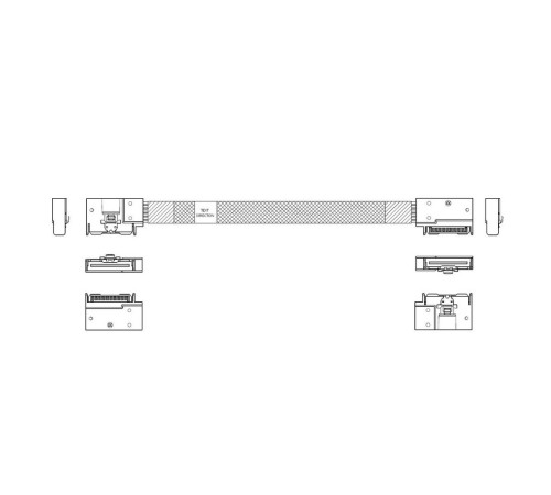 Кабель JPC P732FGB00800-1    Cable MCIO x8 74P (угловой Left Exit)  -TO-  MCIO x8 74P (угловой Left Exit) , 85 Ohm, L:80cm