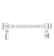 Кабель JPC P7328DN00800-1    Cable MCIO x8 74P (прямой Straight Type)  -TO-  Slimline SAS x8 74P (SFF8654, прямой Straight Type) , 85 Ohm, L:80cm