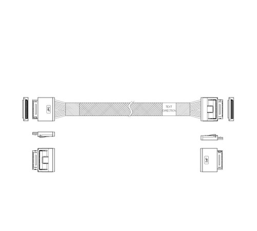 Кабель JPC P5200DR01000-1    Cable OCuLink x8 80P (прямой Straight Type)  -TO-  OCuLink x8 80P (прямой Straight Type) , 85 Ohm, L:100cm