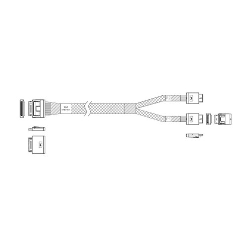 Кабель JPC P5251DR01000-1    Cable OCuLink x8 80P (прямой Straight Type)  -TO-  2x OCuLink x4 42P (прямой Straight Type) , 85 Ohm, L:100cm
