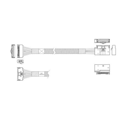 Кабель JPC P7359GB00800-1    Cable MCIO x8 74P (прямой Straight Type)  -TO-  MCIO x8 74P (угловой Left Exit) , 85 Ohm, L:80cm