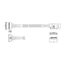 Кабель JPC P7360GB00800-1    Cable MCIO x8 74P (прямой Straight Type)  -TO-  MCIO x8 74P (угловой Right Exit) , 85 Ohm, L:80cm