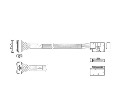 Кабель JPC P7360GB00800-1    Cable MCIO x8 74P (прямой Straight Type)  -TO-  MCIO x8 74P (угловой Right Exit) , 85 Ohm, L:80cm
