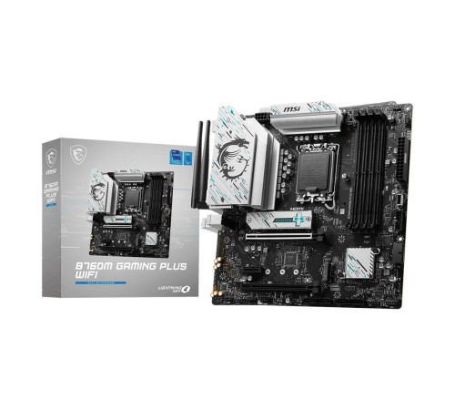 Материнская плата MSI B760M GAMING PLUS WIFI Soc-1700 Intel B760 4xDDR5 mATX AC`97 8ch(7.1) 2.5Gg+HDMI+DP