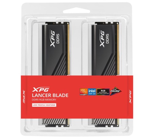 Модуль памяти ADATA XPG Lancer Blade DDR5 Общий объём памяти 32Гб Module capacity 16Гб Количество 2 6000 МГц Радиатор Множитель частоты шины 30 1.35 В RGB черный AX5U6000C3016G-DTLABRBK