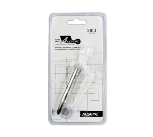 S-810 Color: Grey
Thermal Conductivity: >4.63 W/m-K Thermal
Impdedance: <0.0087 ?-in2/W Specific Gravity:
>3.15 Viscosity: 12500
Thixotropic Index: 280 ±10 1/10mm Moment
Beared Temperature: -50-300?
Operation Temperture: -30-280?; silicon conpoun
