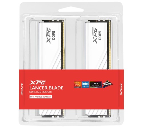 Модуль памяти ADATA DDR5 Общий объём памяти 32Гб Module capacity 16Гб Количество 2 6400 МГц Радиатор Множитель частоты шины 32 1.4 В RGB белый AX5U6400C3216G-DTLABRWH