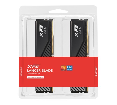 Модуль памяти ADATA XPG Lancer Blade Gaming DDR5 Общий объём памяти 32Гб Module capacity 16Гб Количество 2 6000 МГц Радиатор Множитель частоты шины 30 1.35 В черный AX5U6000C3016G-DTLABBK