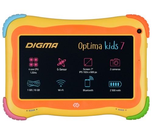 Планшет Digma Optima Kids 7 RK3126C (1.2) 4C RAM1Gb ROM16Gb 7" IPS 1024x600 Android 8.1 разноцветный 2Mpix 0.3Mpix BT WiFi Touch microSD 128Gb minUSB 2500mAh
