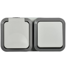 Блок ОП розетка + выключ. горизонт. TORS 16А IP55 TS242 бел. IEK TS-G10-6-55-V-K41