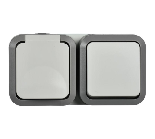 Блок ОП розетка + выключ. горизонт. TORS 16А IP55 TS242 бел. IEK TS-G10-6-55-V-K41