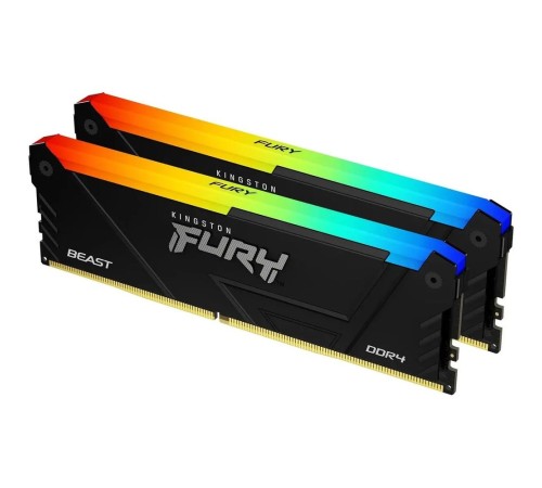 Память DDR4 2x16GB 3200MHz Kingston KF432C16BB2AK2/32 Fury Beast RGB RTL Gaming PC4-25600 CL16 DIMM 288-pin 1.35В kit single rank с радиатором Ret