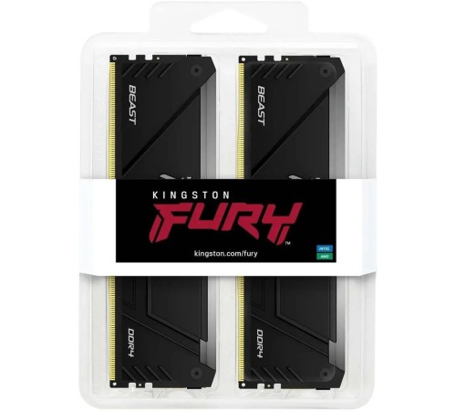 Память DDR4 2x16GB 3200MHz Kingston KF432C16BB2AK2/32 Fury Beast RGB RTL Gaming PC4-25600 CL16 DIMM 288-pin 1.35В kit single rank с радиатором Ret