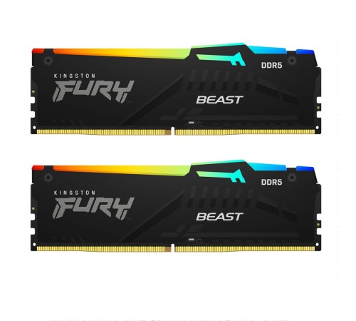 16GB Kingston DDR5 5200 DIMM FURY Beast Black RGB  KF552C40BBAK2-16 kit 2*8,Non-ECC,  CL40, 1.25V, 288-pin RTL