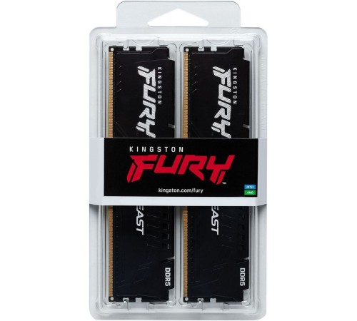 Память DDR5 2x32Gb 5600MHz Kingston KF556C40BBK2-64 Fury Beast RTL PC5-44800 CL40 DIMM 288-pin 1.25В dual rank