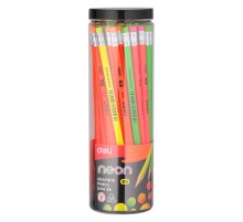 Карандаш чернографит. Deli EU51806-1 Neon 2B трехгран. ластик корпус ассорти (ж/роз/зел/ор) (1шт)
