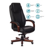 Кресло руководителя Бюрократ T-9923WALNUT черный кожа крестовина металл/дерево