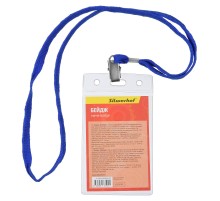 Бейдж Silwerhof 380005-00 90х60мм вертикальный зажим/тесьма полипропилен