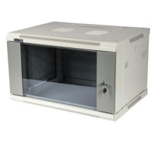 Шкаф коммутационный Lanmaster (TWT-CBWPG-9U-6X4-GY) настенный 9U 600x400мм пер.дв.стекл 60кг серый