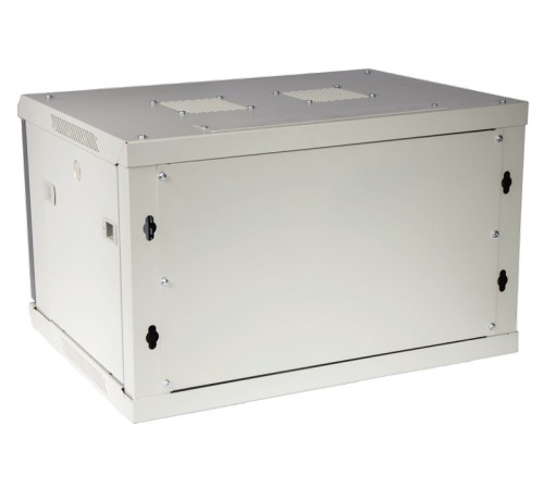 Шкаф коммутационный Lanmaster (TWT-CBWPG-9U-6X4-GY) настенный 9U 600x400мм пер.дв.стекл 60кг серый