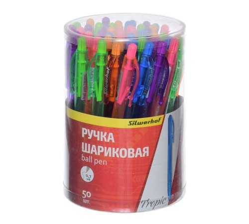 Ручка шариков. Silwerhof TROPIC (026177-02) d=0.7мм синие автоматическая одноразовая ручка линия 0.5мм ассорти Ручка шариков. Silwerhof TROPIC (026177-02) d=0.7мм синие автоматическая одноразовая ручка линия 0.5мм ассорти