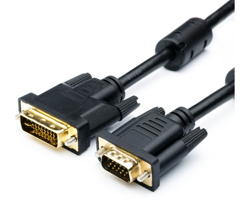 Кабель VGA <=> DVI-I 1.8 m (DVI-I Dual link, черный) ATcom VGA - DVI-I 1.8 м (AT6143) Кабель VGA <=> DVI-I 1.8 m (DVI-I Dual link, черный) ATcom VGA - DVI-I 1.8 м (AT6143)
