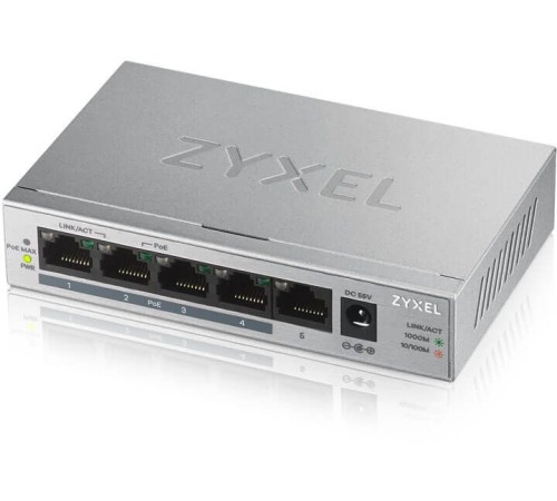 Коммутатор Zyxel GS1005HP-EU0101F 5G 4PoE+ 60W неуправляемый Коммутатор Zyxel GS1005HP-EU0101F 5G 4PoE+ 60W неуправляемый
