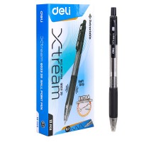 Ручка шариковая Deli EQ02320 X-tream авт. 0.7мм резин. манжета прозрачный/черный черные чернила