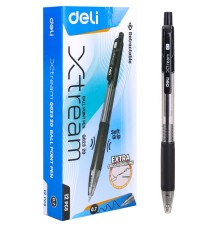 Ручка шариковая Deli EQ02320 X-tream авт. 0.7мм резин. манжета прозрачный/черный черные чернила