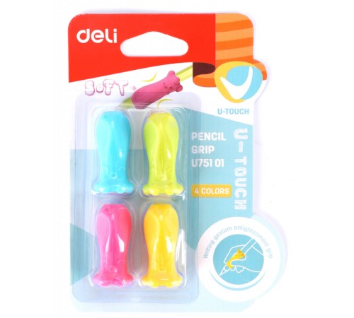 Колпачок-манжета для чернографитных карандашей Deli EU75002 Neon силикон ассорти (упак.:4шт)